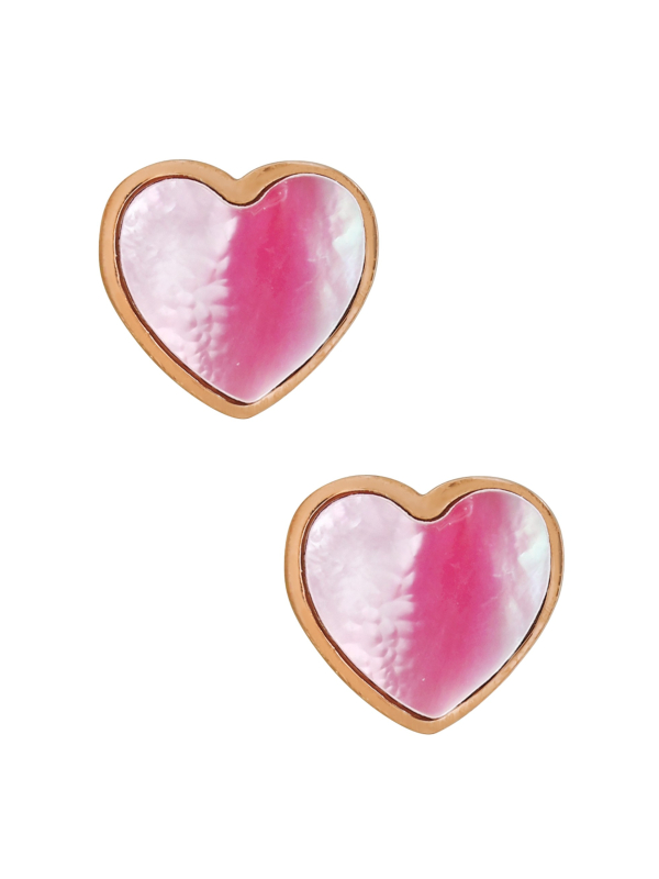 Heart Stainless Steel Ear Studs with Imitation Stone