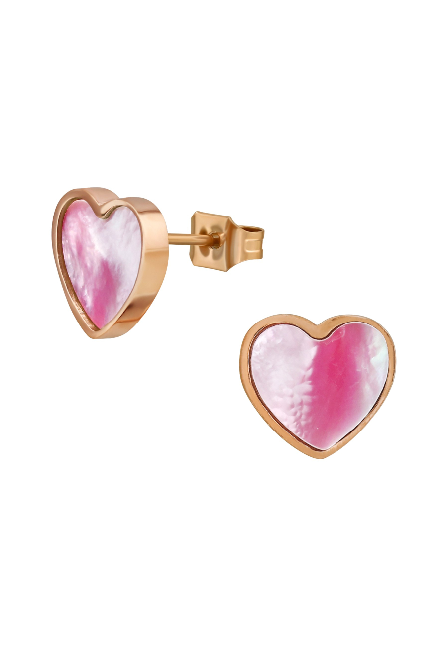 Pendientes de Botón de Corazón de Acero Inoxidable con Piedra de Imitación