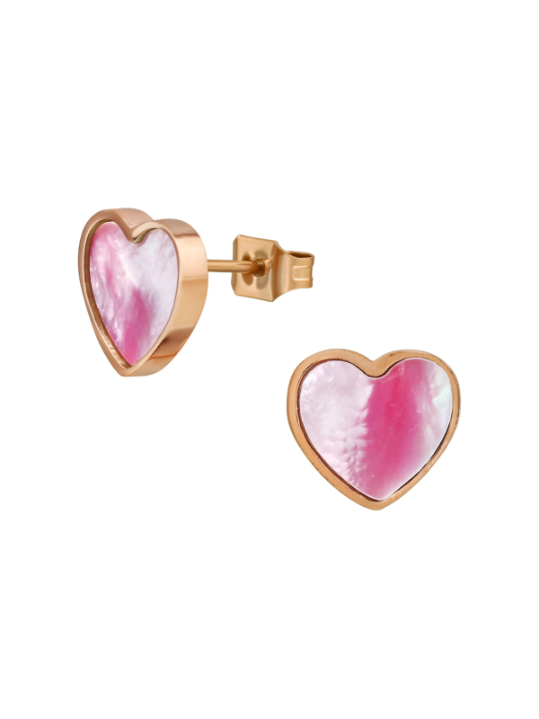 Pendientes de Botón de Corazón de Acero Inoxidable con Piedra de Imitación