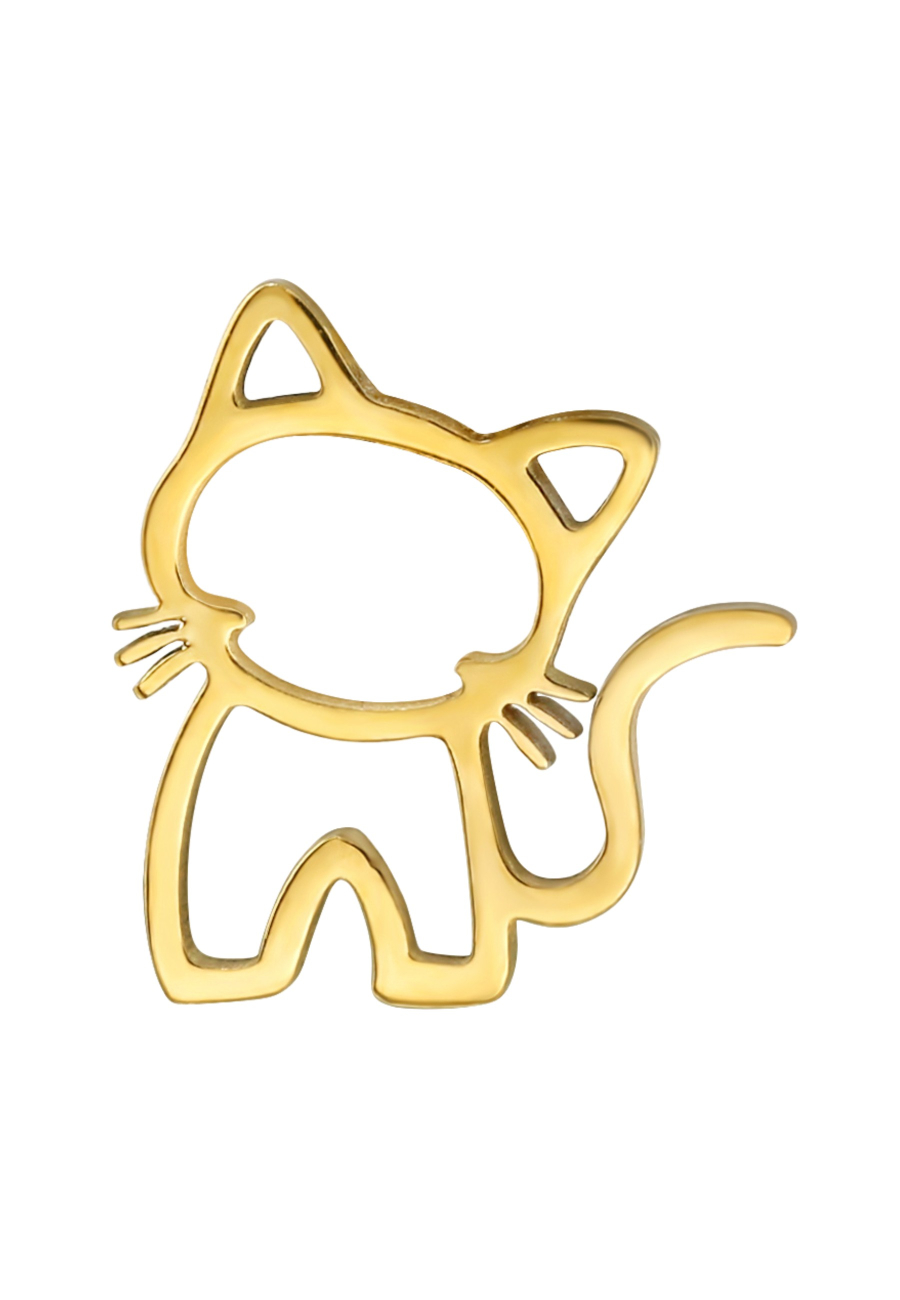 Pendientes de Botón de Gato de Acero Inoxidable