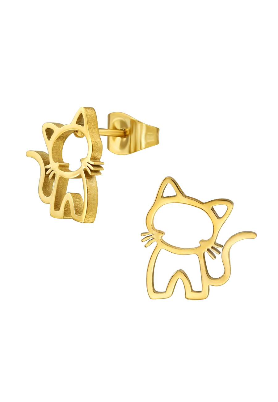 Pendientes de Botón de Gato de Acero Inoxidable