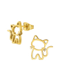Pendientes de Botón de Gato de Acero Inoxidable