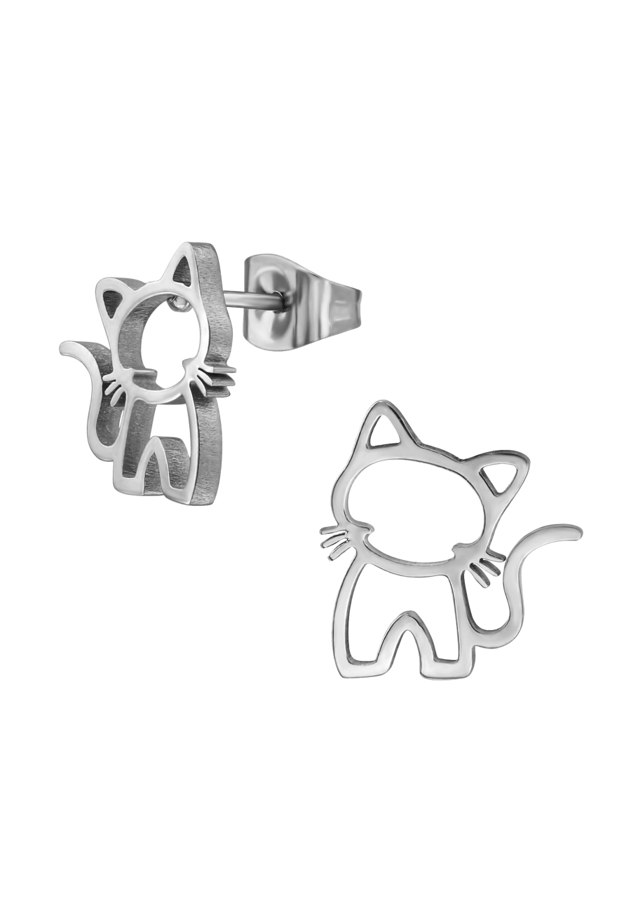 Pendientes de Botón de Gato de Acero Inoxidable