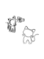 Pendientes de Botón de Gato de Acero Inoxidable