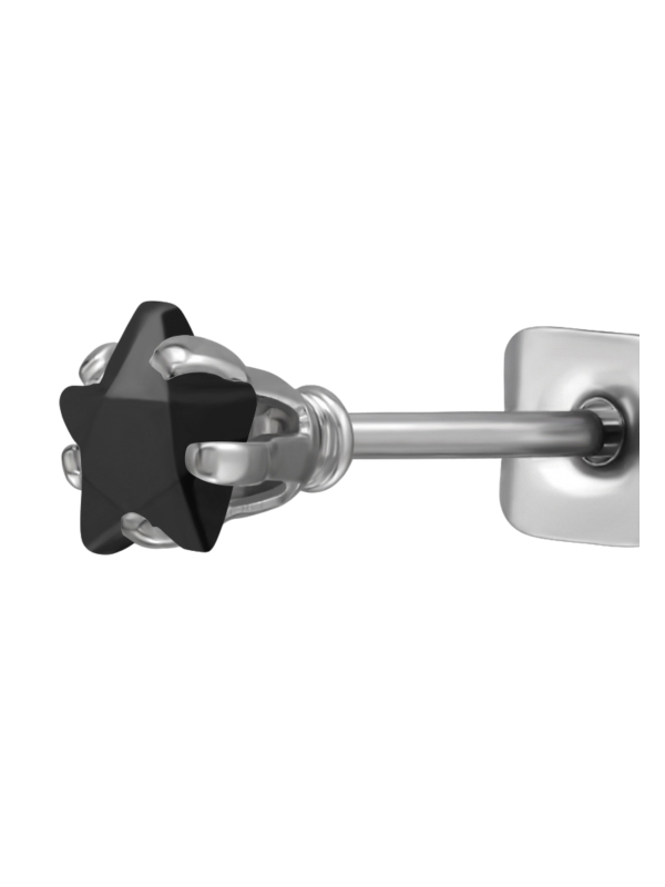 Puces d'Oreilles Étoile 4 mm en Acier Inoxydable avec Zircone Cubique
