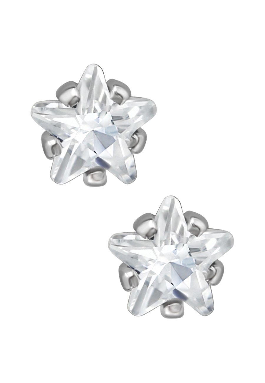 4 mm Stern-Ohrstecker aus Edelstahl mit Zirkonia