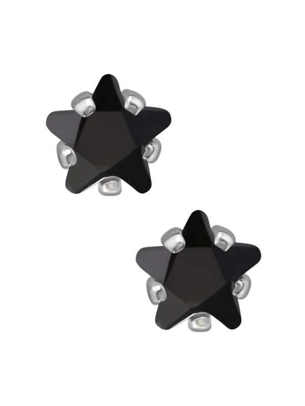 Puces d'Oreilles Étoile 4 mm en Acier Inoxydable avec Zircone Cubique