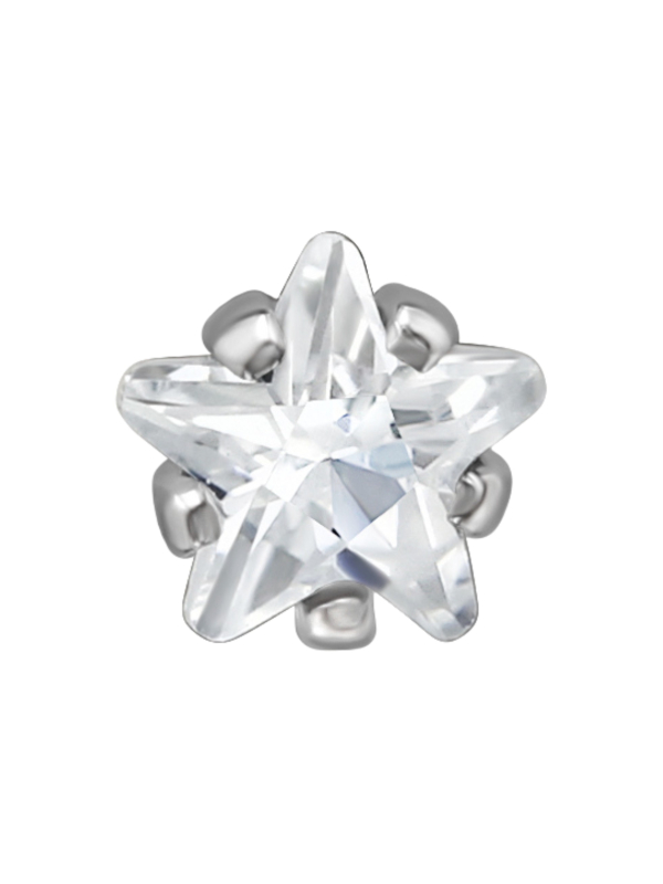 Puces d'Oreilles Étoile 4 mm en Acier Inoxydable avec Zircone Cubique