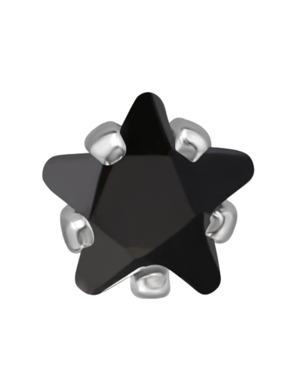 Puces d'Oreilles Étoile 4 mm en Acier Inoxydable avec Zircone Cubique