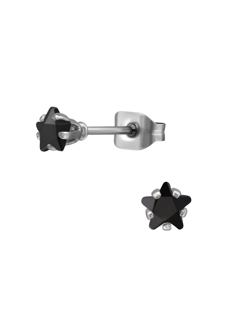 4mm Star Stainless Steel Ear Studs with Cubic Zirconia