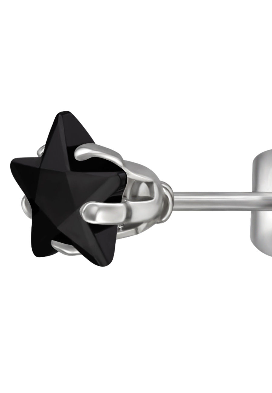 6mm Star Stainless Steel Ear Studs with Cubic Zirconia