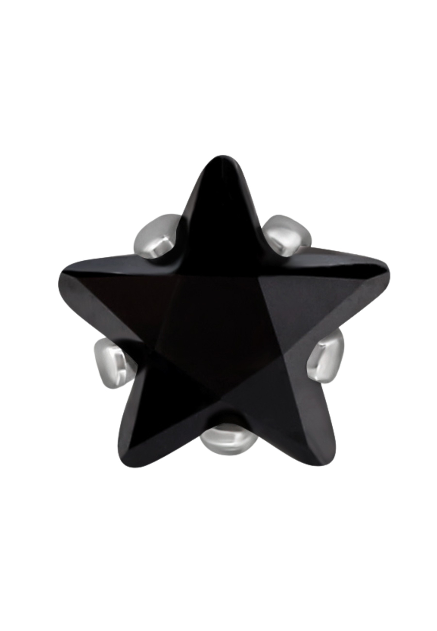 6mm Star Stainless Steel Ear Studs with Cubic Zirconia