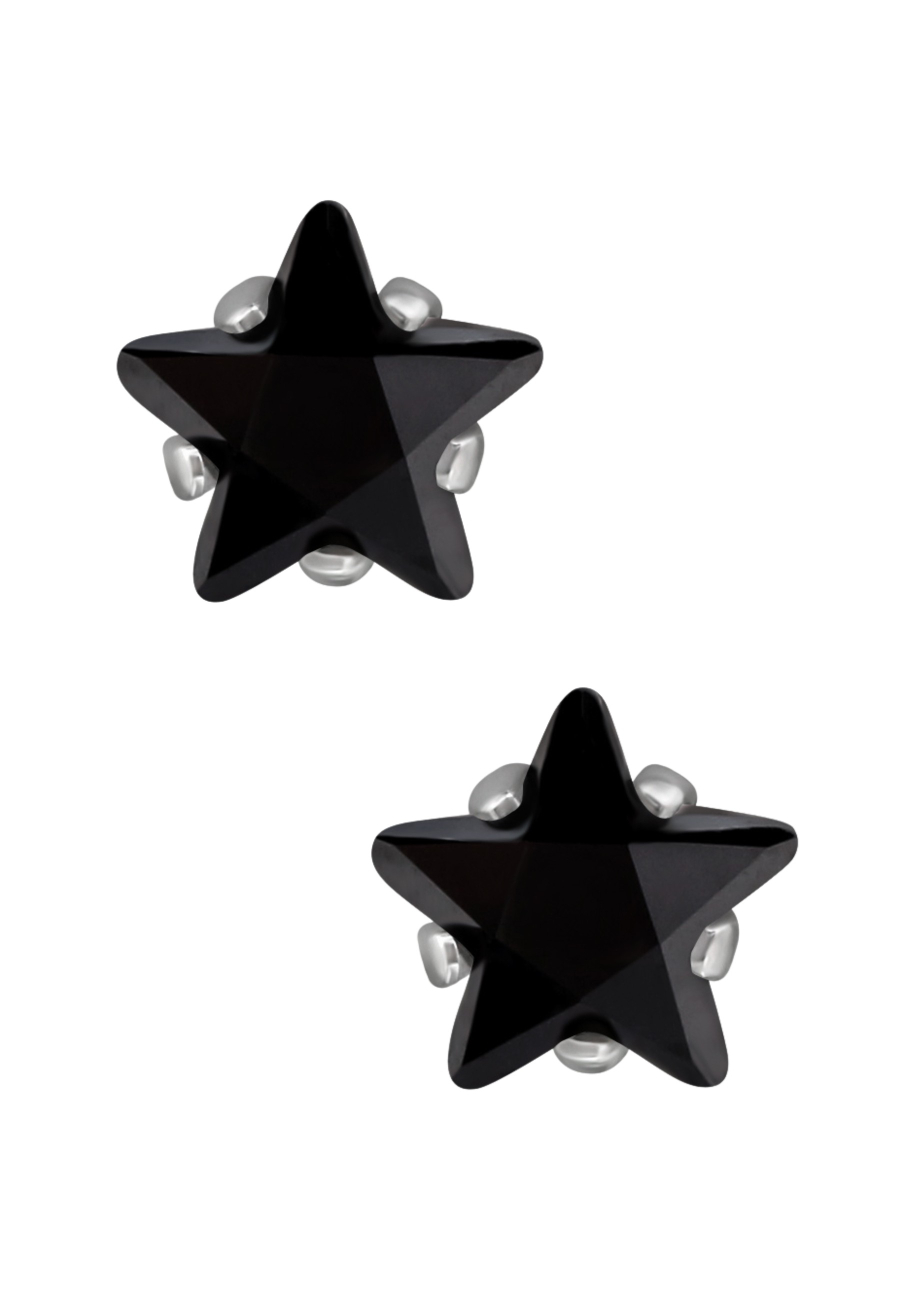 Puces d'Oreilles Étoile 6 mm en Acier Inoxydable avec Zircone Cubique