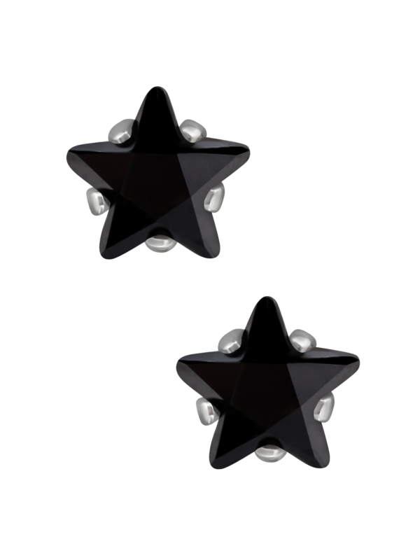6 mm Stern-Ohrstecker aus Edelstahl mit Zirkonia