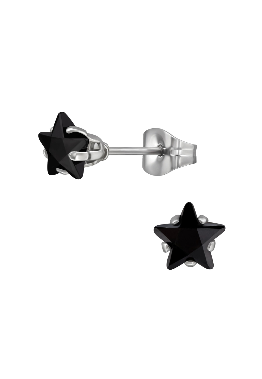 6 mm Stern-Ohrstecker aus Edelstahl mit Zirkonia