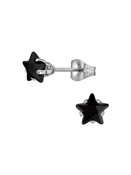 Pendientes de Acero Inoxidable de Estrella de 6 mm con Circonita Cúbica