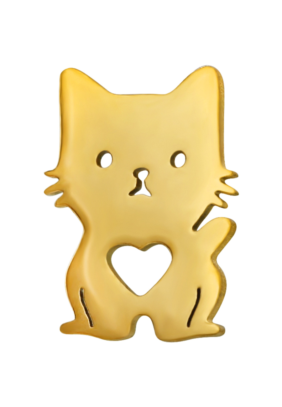 Cat with Heart Stainless Steel Ear Studs
