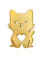 Pendientes de Botón de Gato con Corazón de Acero Inoxidable