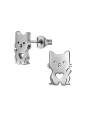 Pendientes de Botón de Gato con Corazón de Acero Inoxidable