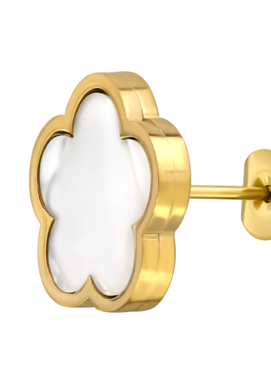 Cloud Stainless Steel Ear Studs with Shell/Imitation Stone