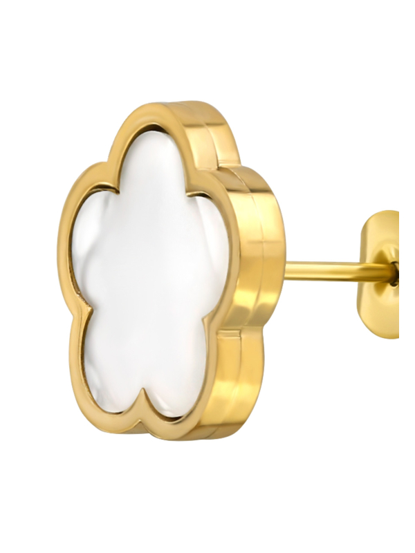 Cloud Stainless Steel Ear Studs with Shell/Imitation Stone