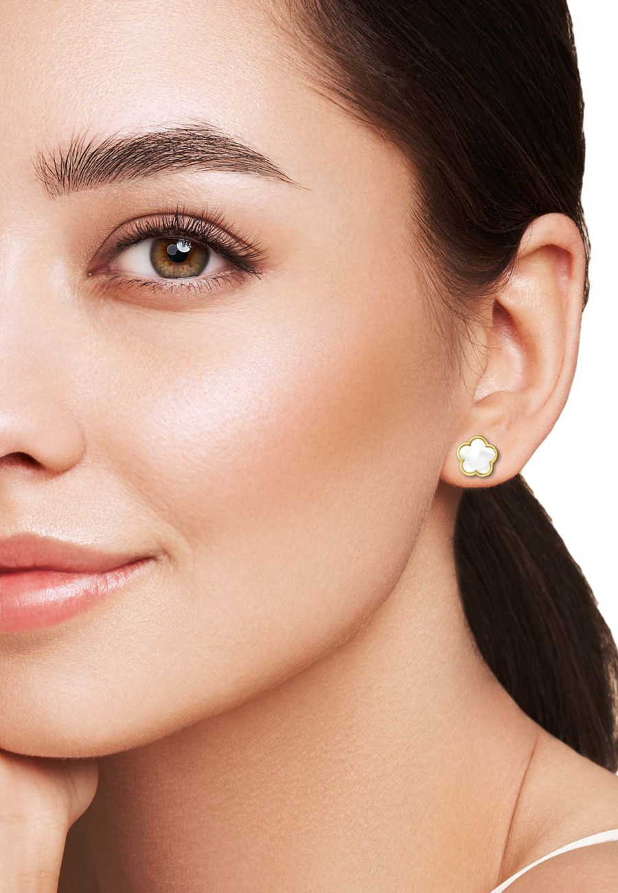 Ohrstecker Wolke aus Edelstahl mit Muschel/Imitiertem Stein