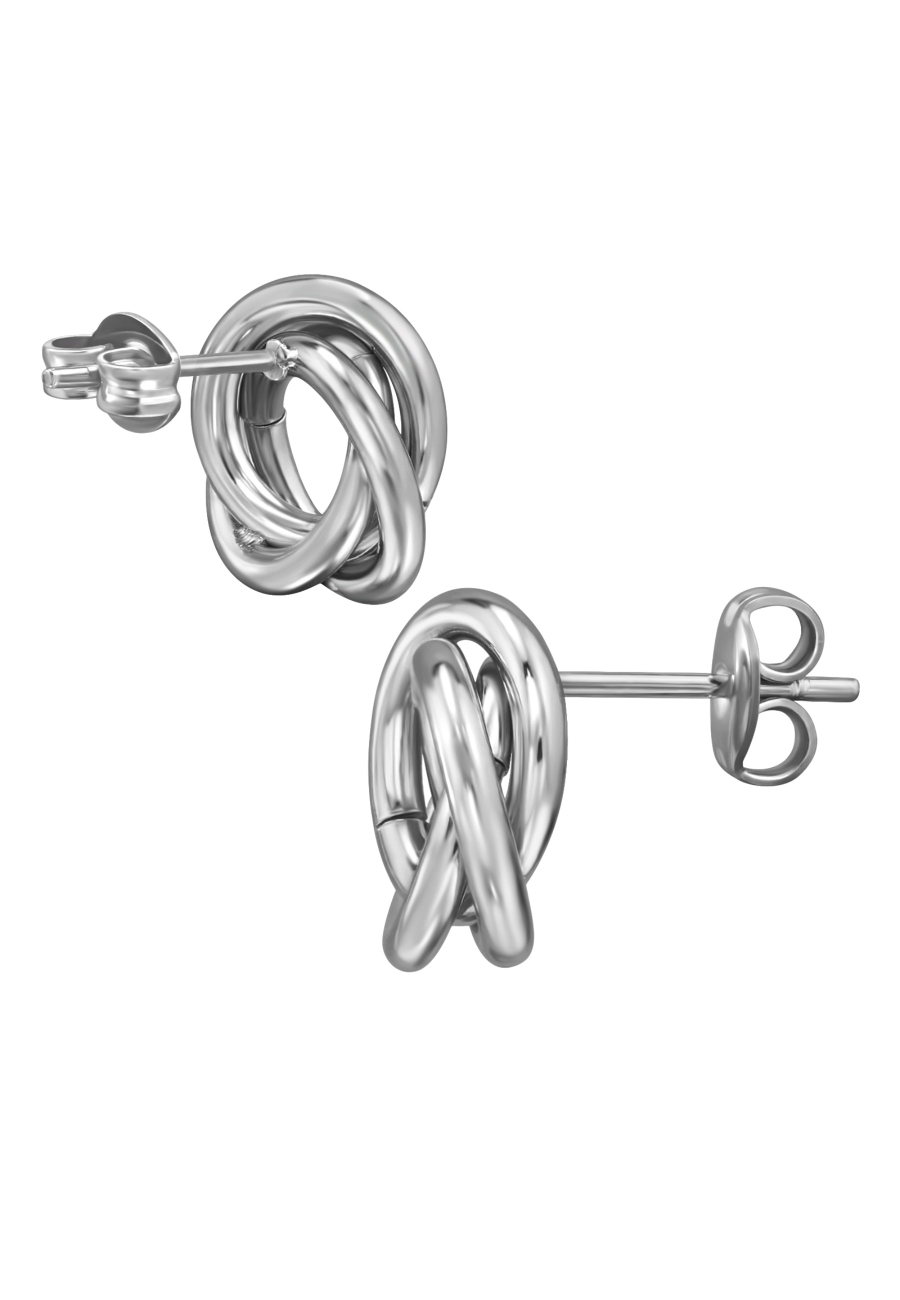 Pendientes de Botón Retorcidos de Acero Inoxidable