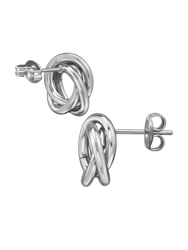 Pendientes de Botón Retorcidos de Acero Inoxidable