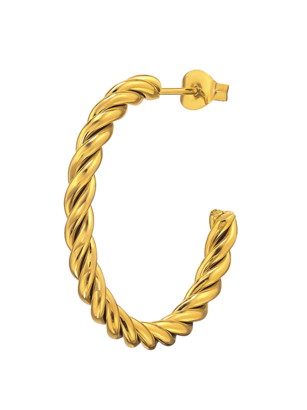 Twisted Half Hoop Stainless Steel Ear Studs