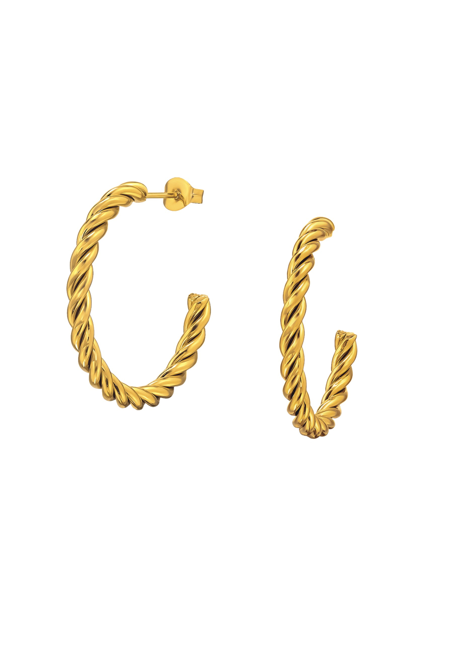 Pendientes de Botón de Media Argolla Retorcida de Acero Inoxidable