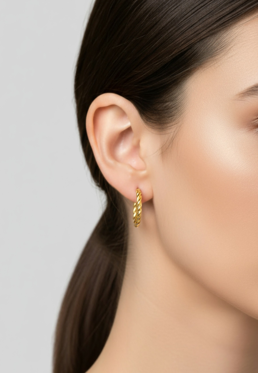 Puces d'Oreilles Demi-Créoles Torsadées en Acier Inoxydable