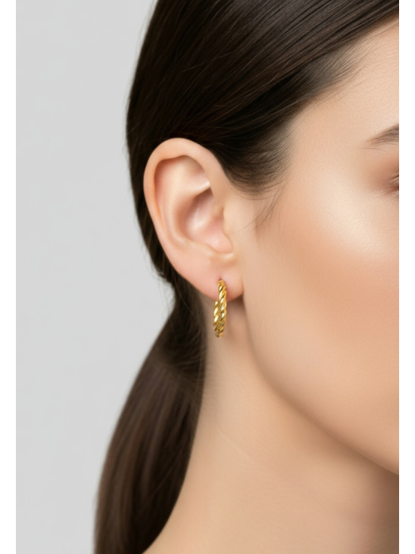 Twisted Half Hoop Stainless Steel Ear Studs
