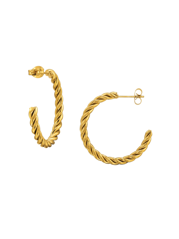 Twisted Half Hoop Stainless Steel Ear Studs