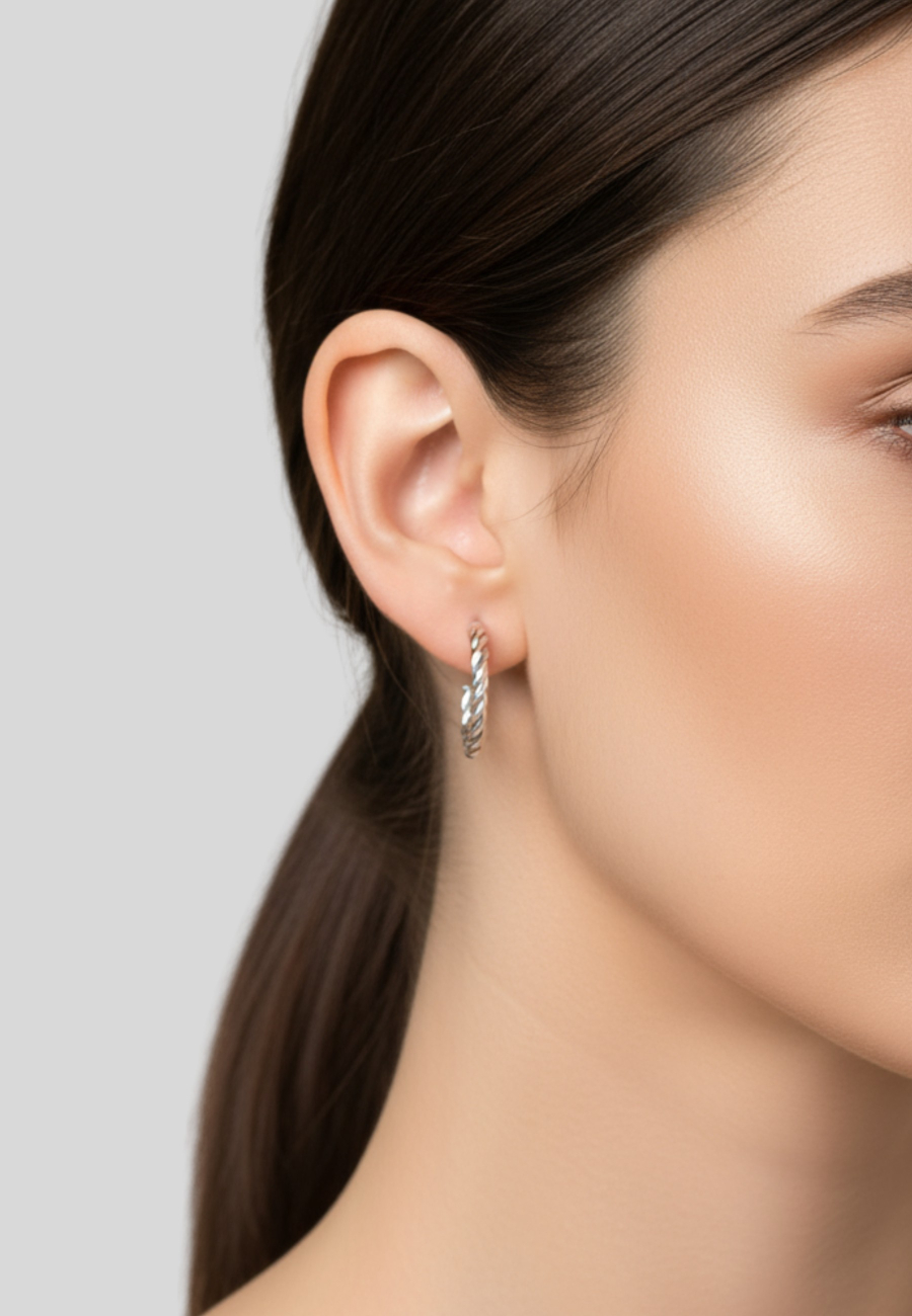Puces d'Oreilles Demi-Créoles Torsadées en Acier Inoxydable