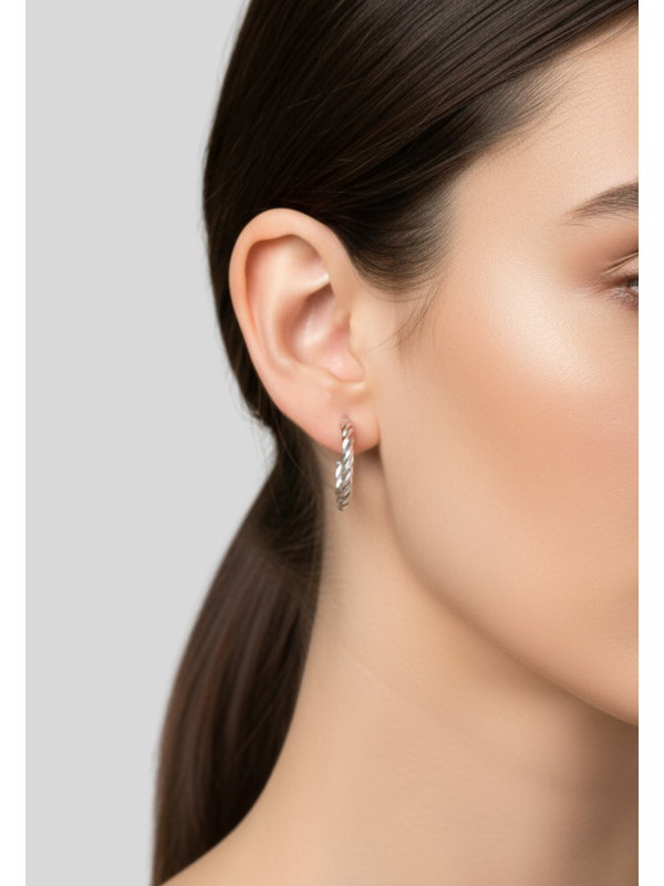 Puces d'Oreilles Demi-Créoles Torsadées en Acier Inoxydable