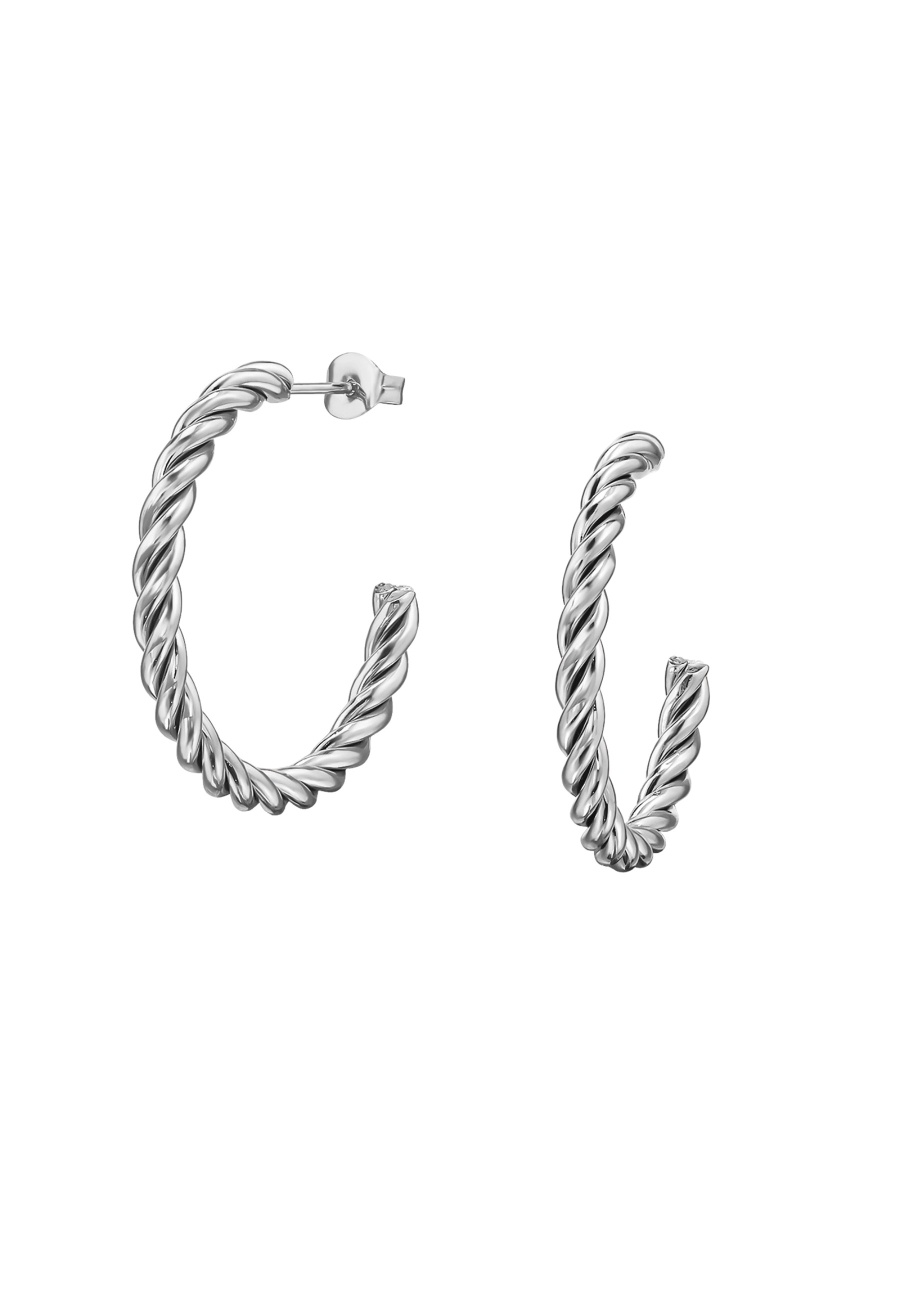 Puces d'Oreilles Demi-Créoles Torsadées en Acier Inoxydable