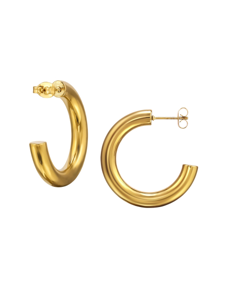 30mm Rounded Half Hoop Stainless Steel Gold Color Ear Studs