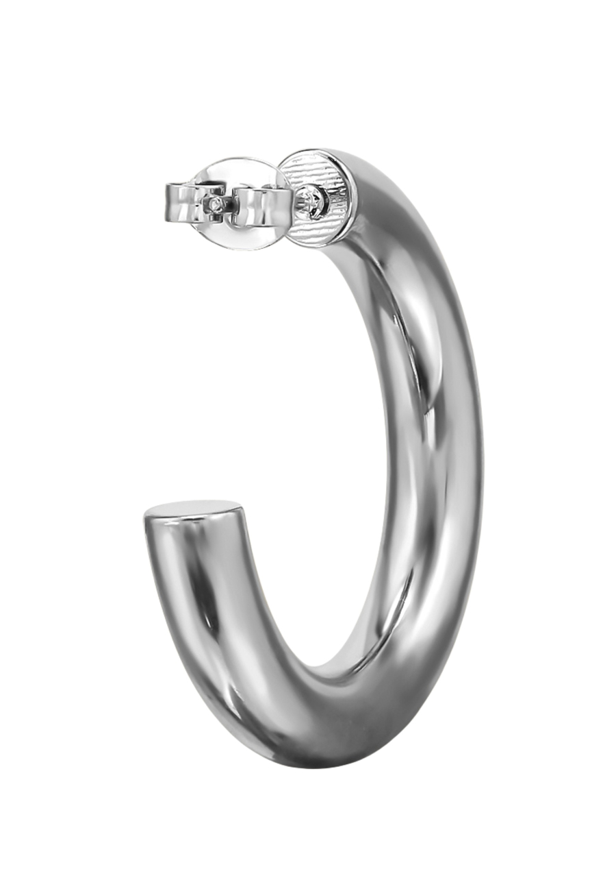 Puces d'Oreilles Demi-Créoles Arrondies 30 mm en Acier Inoxydable