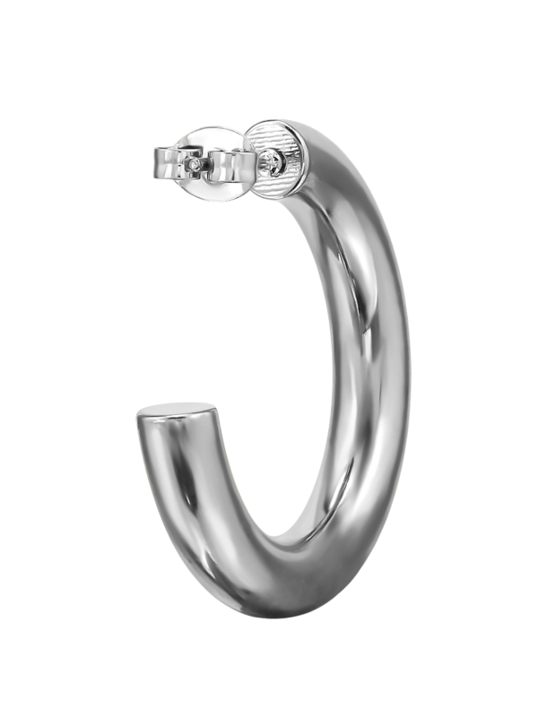 Puces d'Oreilles Demi-Créoles Arrondies 30 mm en Acier Inoxydable