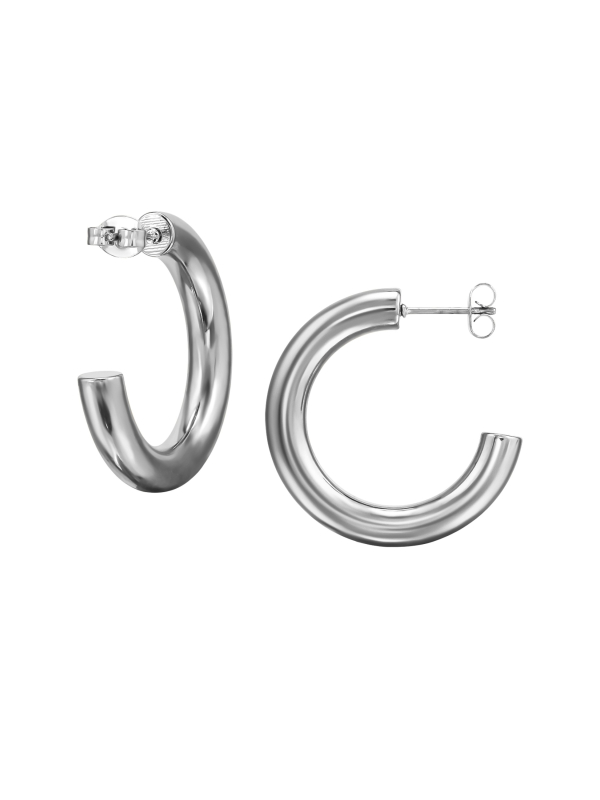 30 mm Gerundete Halbe Creolen/Ohrstecker aus Edelstahl