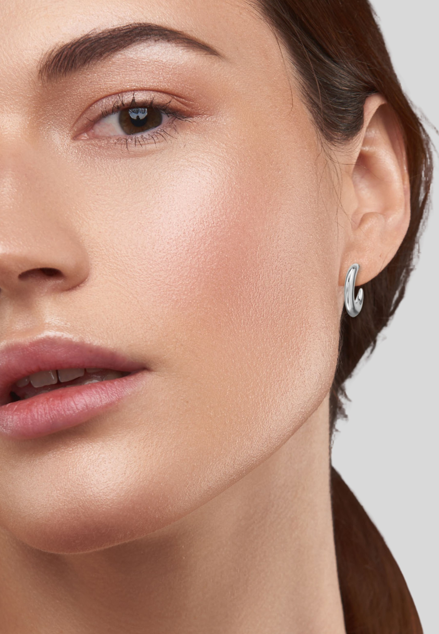 Puces d'Oreilles Demi-Créoles en Acier Inoxydable