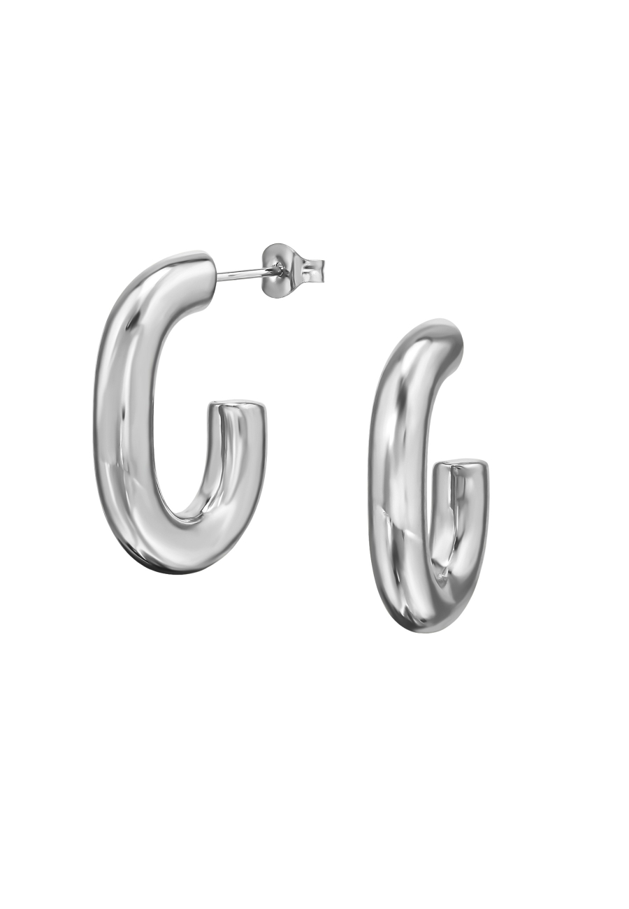 Pendientes de Botón de Aro Cleo de Acero Inoxidable