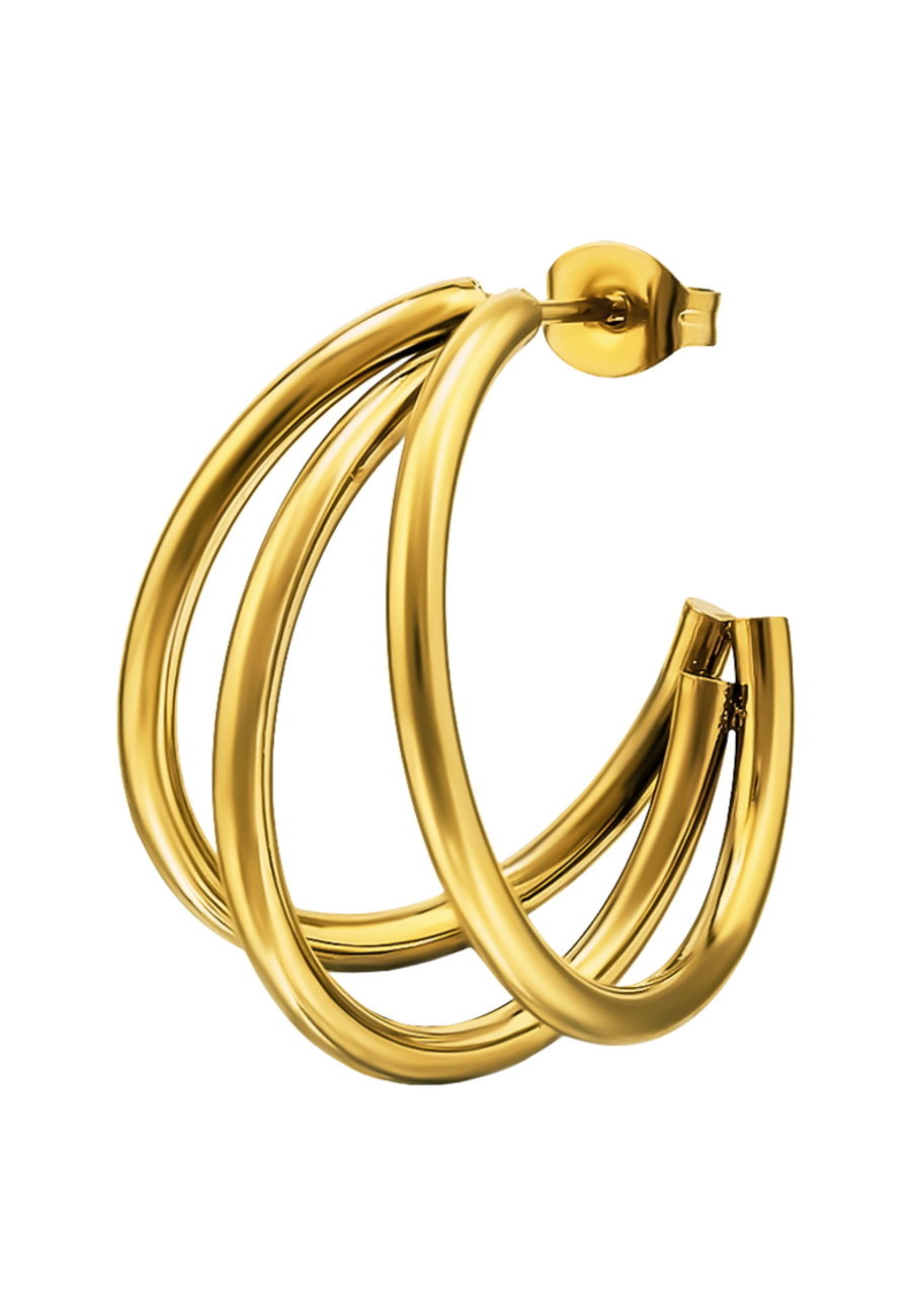 Three Curved Bar Half Hoop Stainless Steel Ear Studs