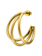 Three Curved Bar Half Hoop Stainless Steel Ear Studs