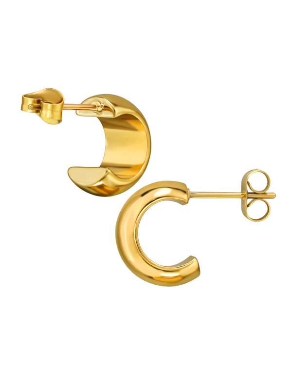 7 mm Breite Halbe Creolen/Ohrstecker aus Edelstahl in Goldfarbe