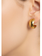 7mm Wide Half Hoop Stainless Steel Gold Color Ear Studs