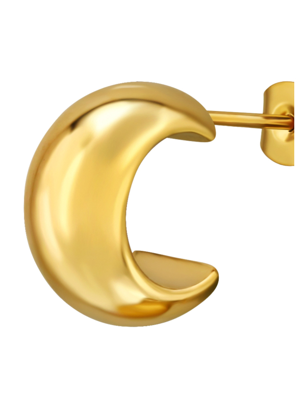 7 mm Breite Halbe Creolen/Ohrstecker aus Edelstahl in Goldfarbe