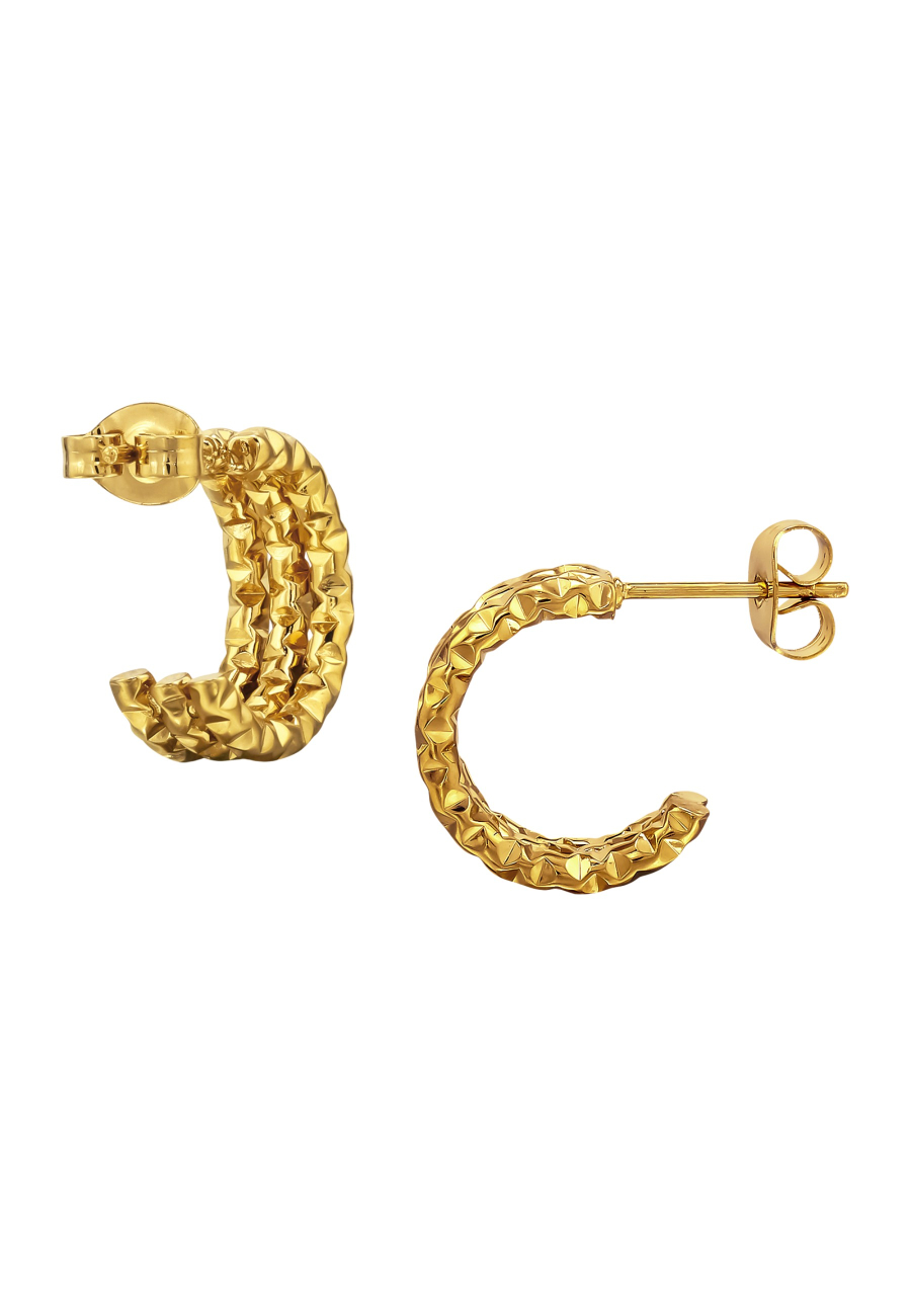 Pendientes de Botón de Tres Barras con Corte Diamante de Acero Inoxidable