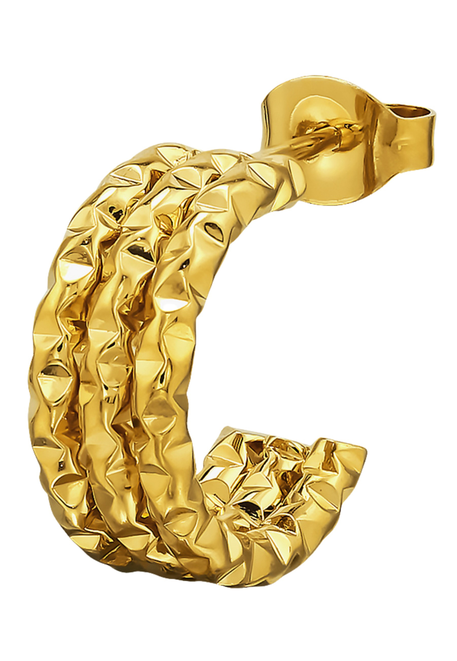 Three Line Bar Diamond Cut Stainless Steel Ear Studs