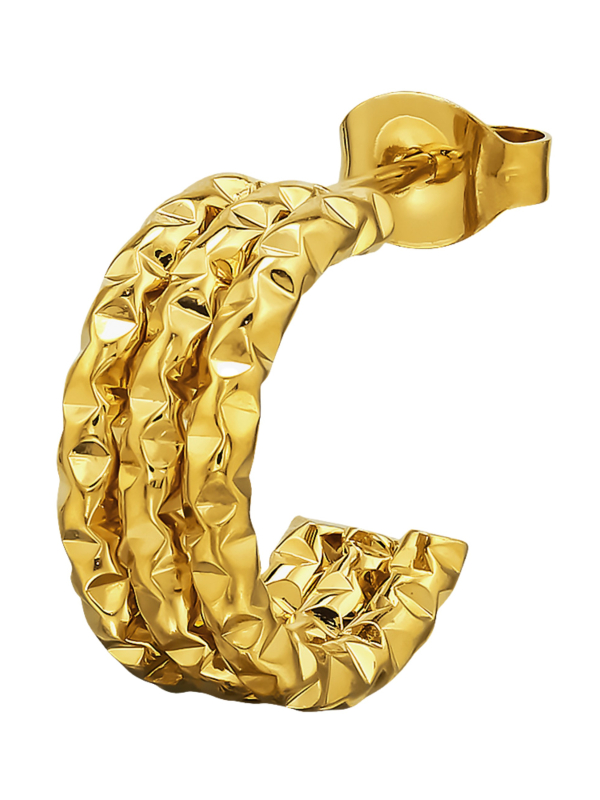 Three Line Bar Diamond Cut Stainless Steel Ear Studs